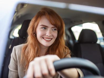 woman driving car
