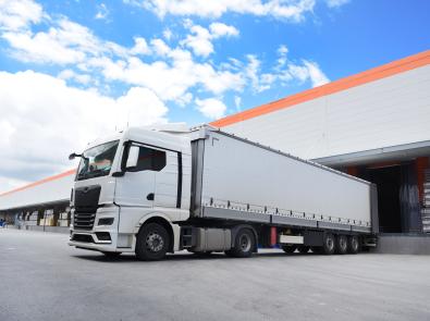 Truck driving on a road